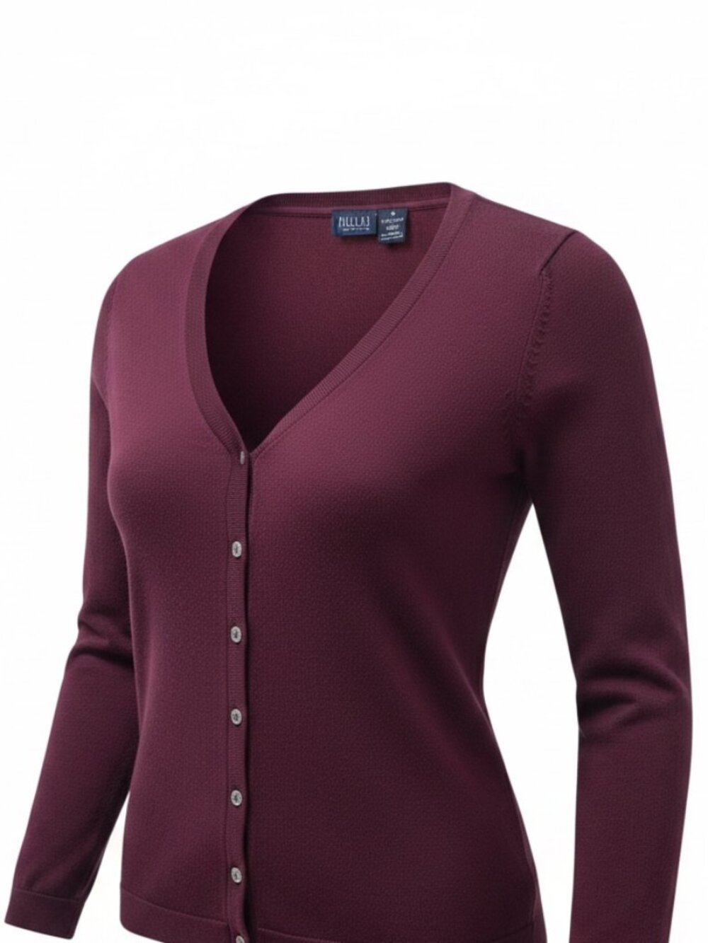 Hillard & Hanson V-Neck Button-Up Cardigan Sweater M‎ Burgundy 290K